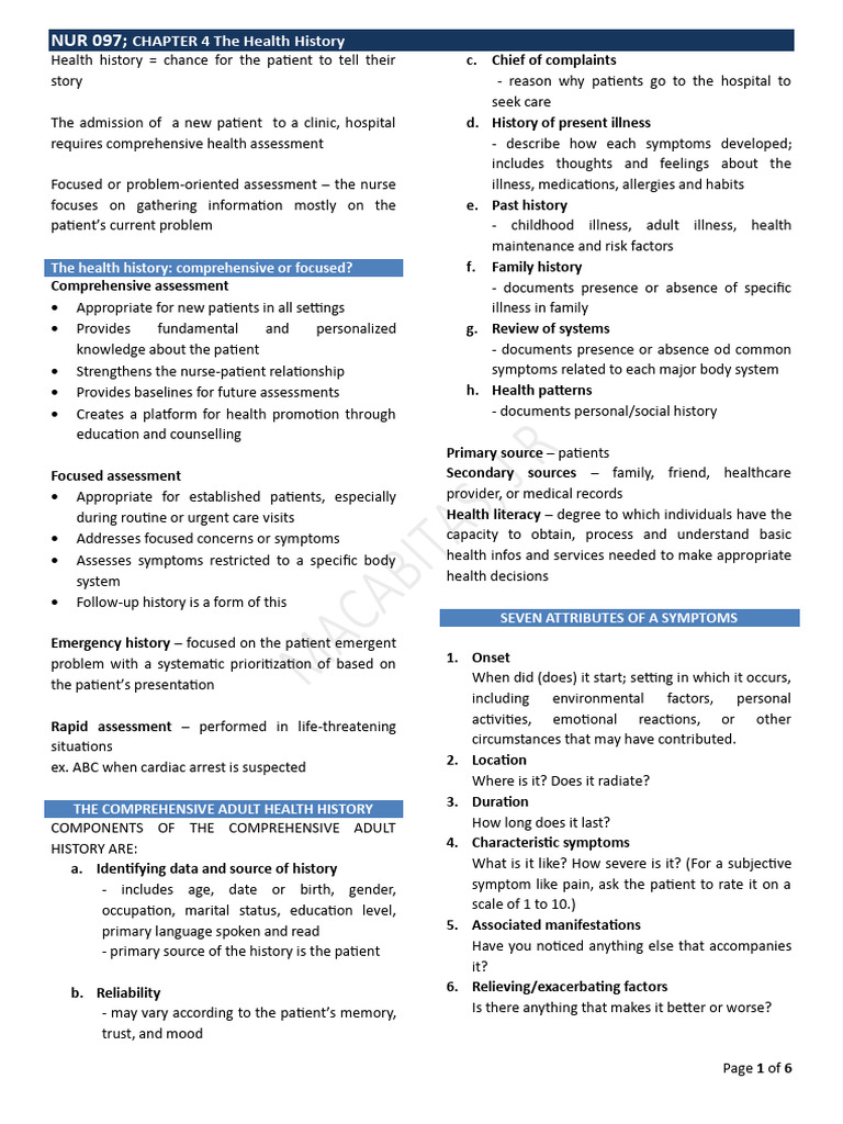 Comprehensive Health History Guide | PDF | Pregnancy | Fetal Viability