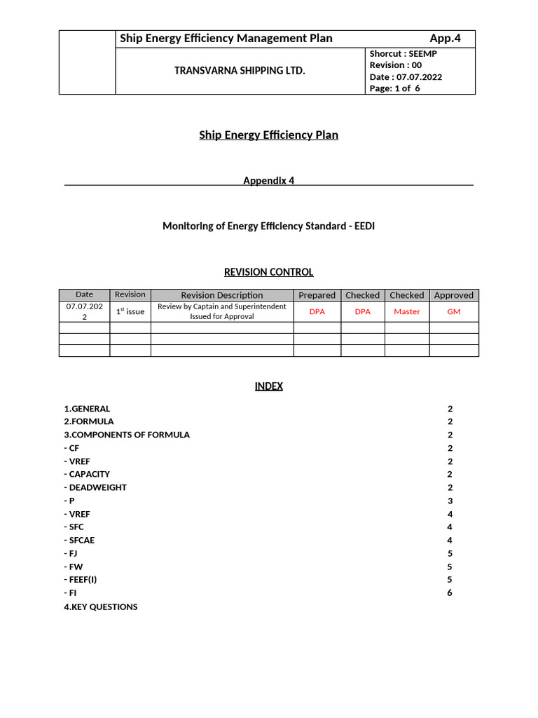 Ship Energy Efficiency Management Plan | PDF | Engines | Ships
