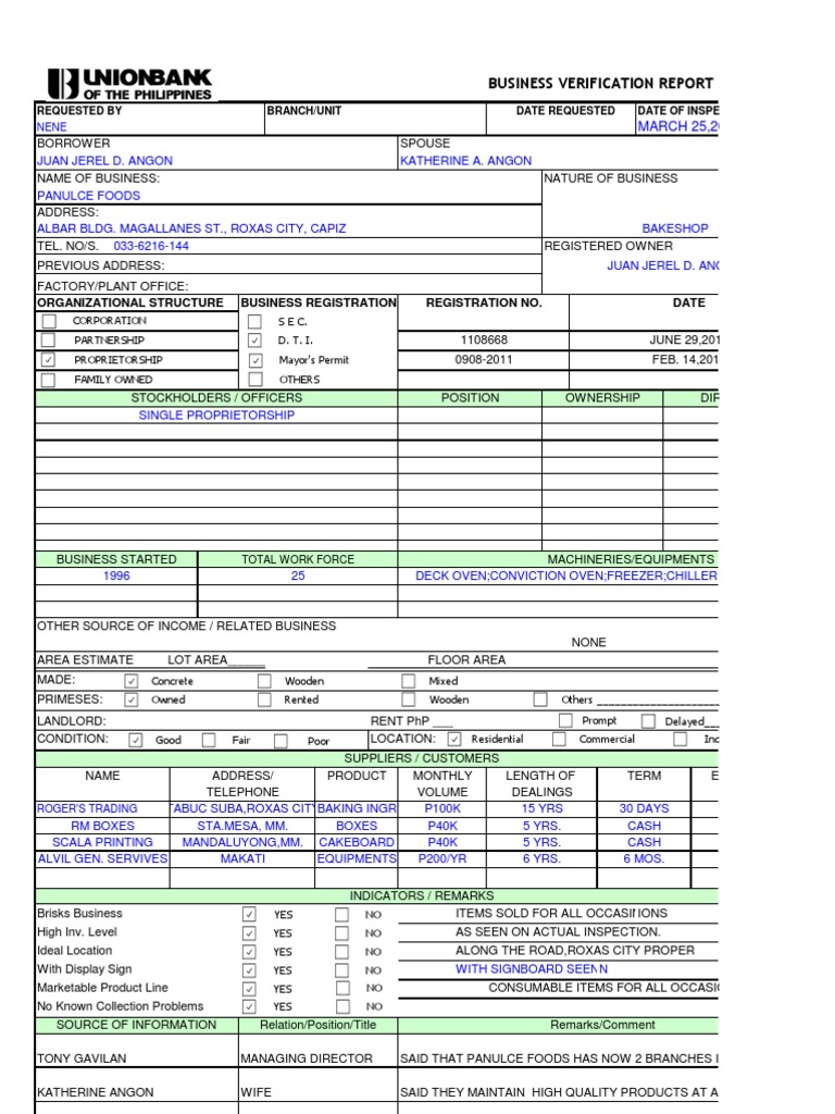 Business Verification for Panulce Foods | PDF