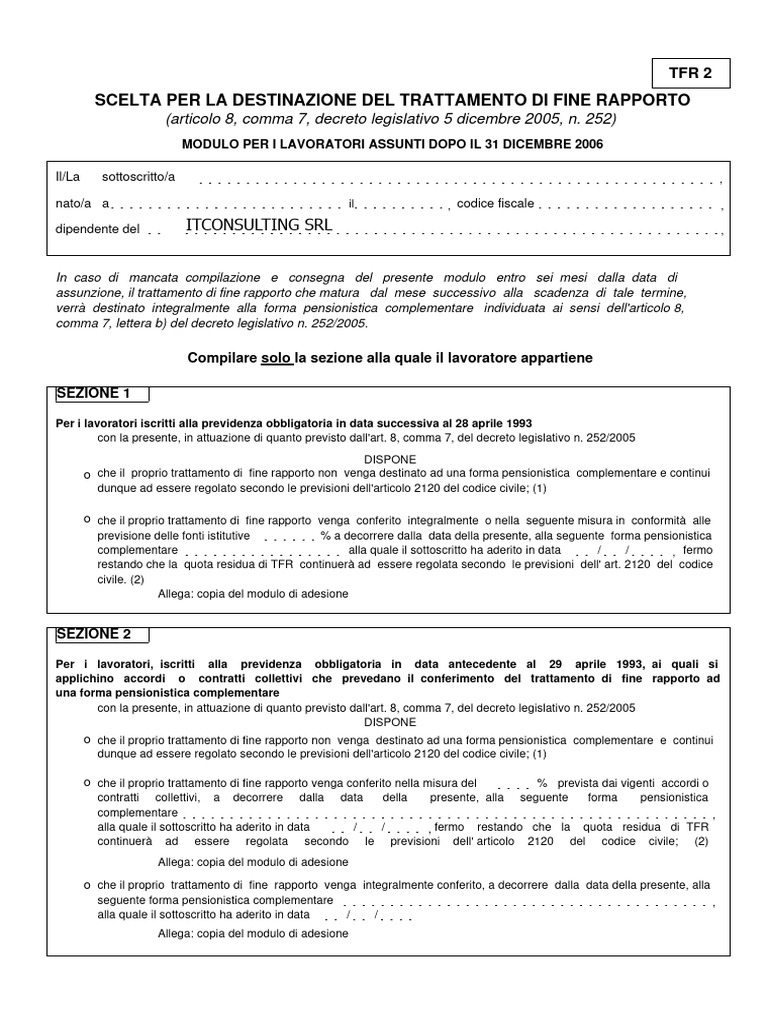 Scelta TFR | PDF