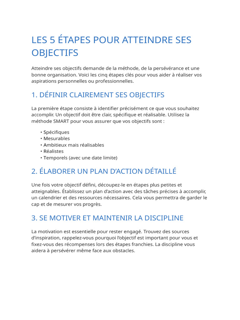 5 Étapes pour Atteindre Vos Objectifs | PDF