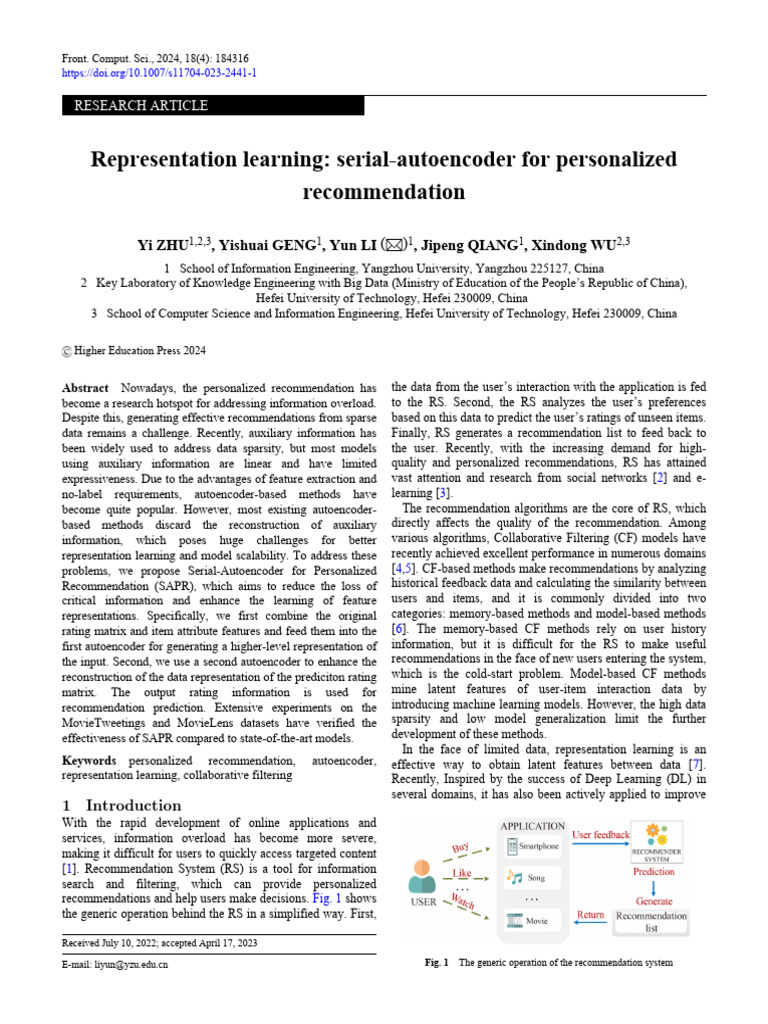 Serial-Autoencoder for Recommendations | PDF | Deep Learning ...