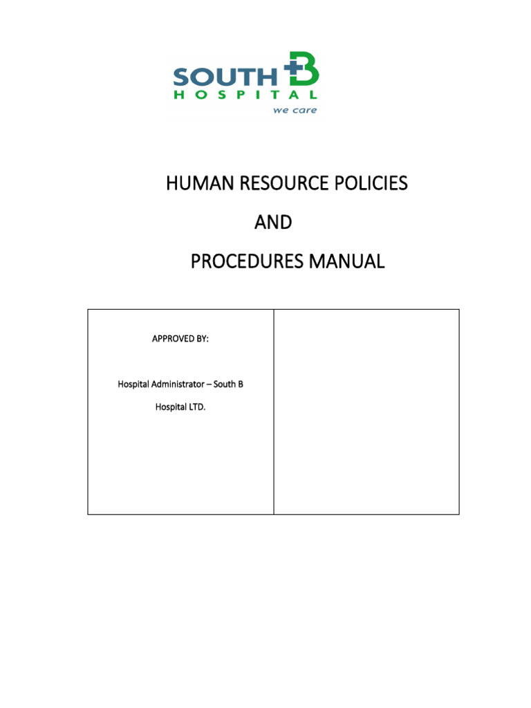 South B Hospital HR Policies Manual | PDF | Employment | Salary