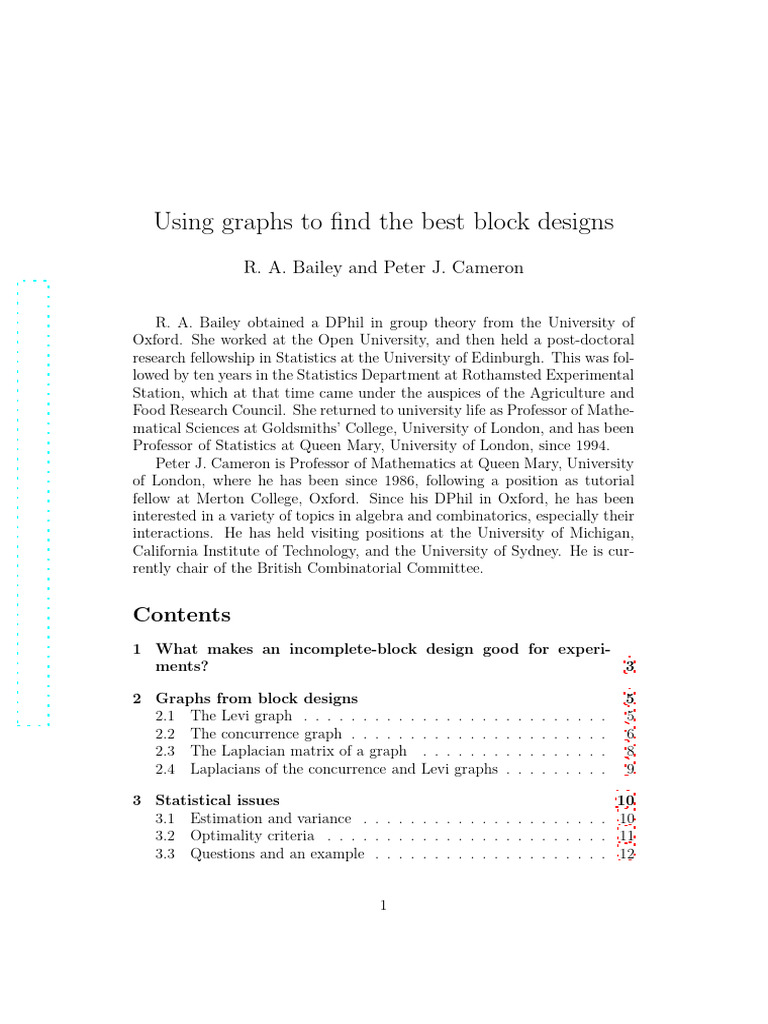 Using Graphs To Find The Best Block Designs | PDF | Discrete ...