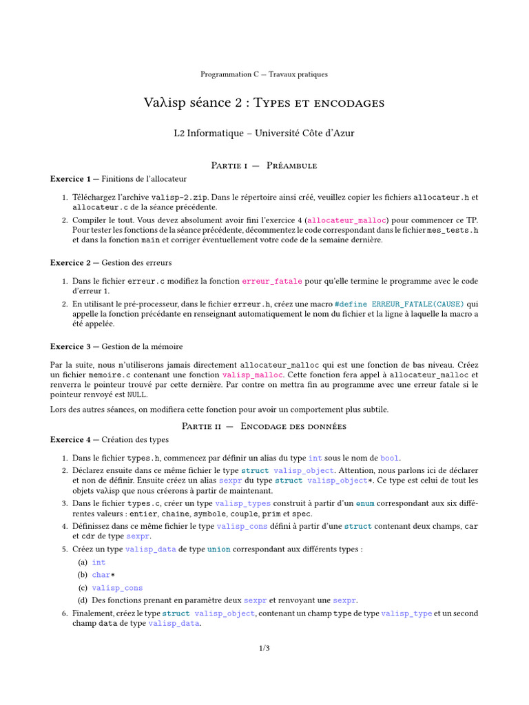 TP C : Types et encodages Vaλisp | PDF | Bug (informatique) | Pointeur ...