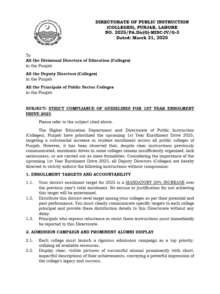 Guidelines for 1st Year Enrollment 2025 | PDF