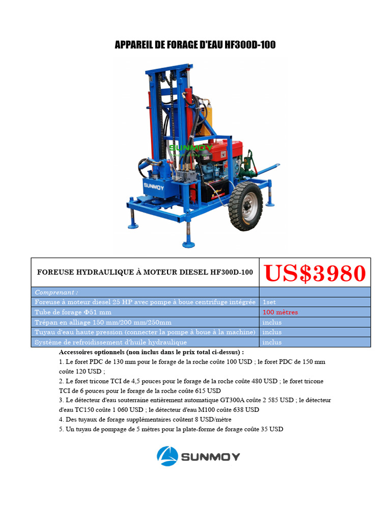 Foreuse hydraulique HF300D-100 à vendre | PDF