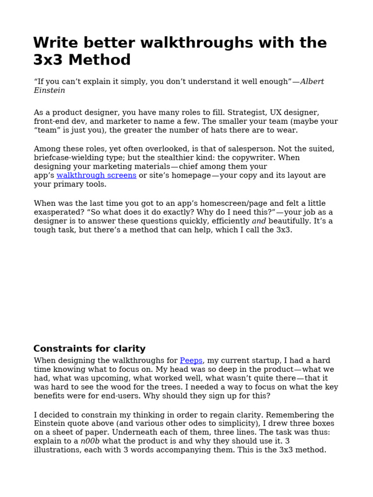 Write Better Walkthroughs With The 3x3 | PDF | Language Mechanics ...