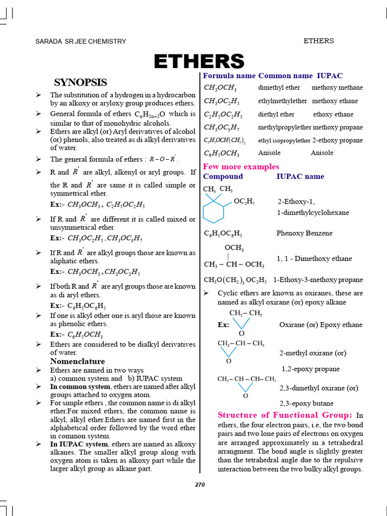 Overview of Ethers in Chemistry | PDF | Ether | Ethanol