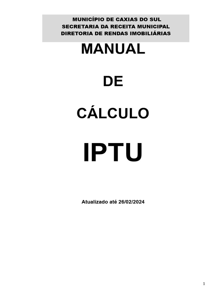 Manual De Cálculo Do Iptu Pdf