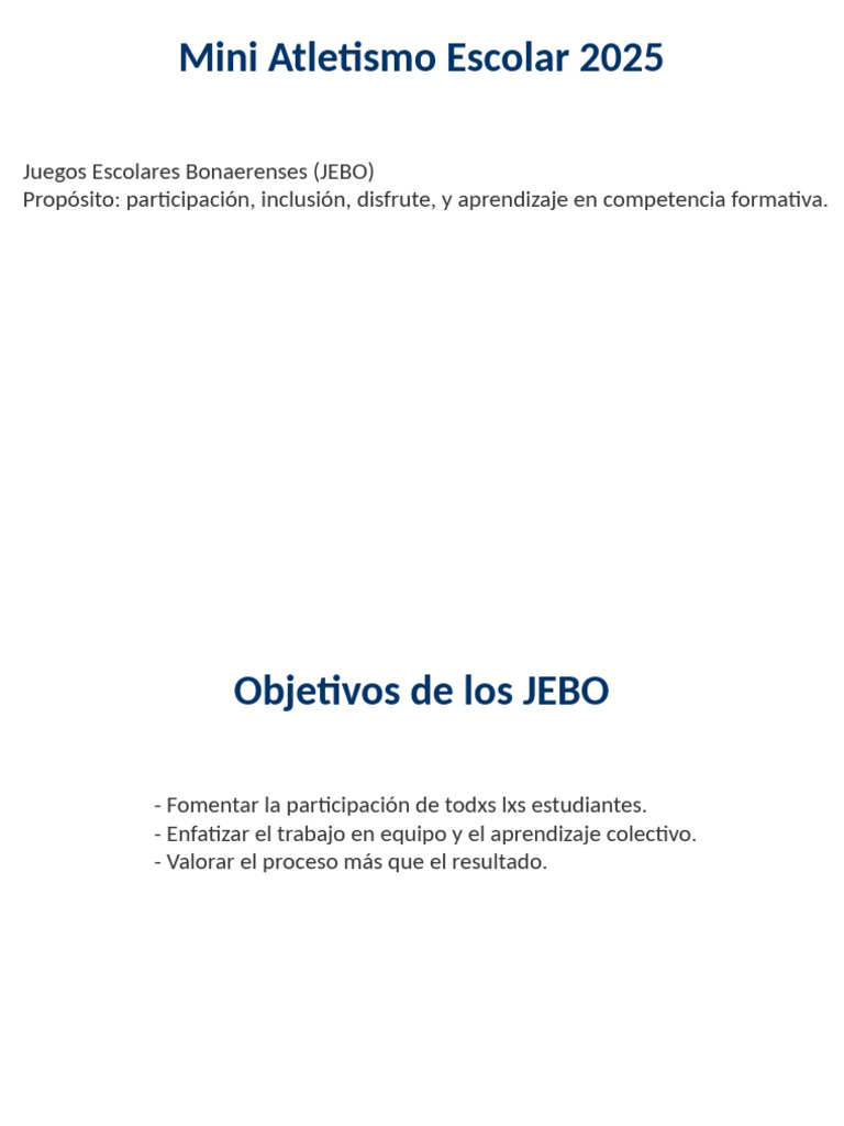 Mini Atletismo Escolar JEBO 2025 | PDF | Deporte del atletismo