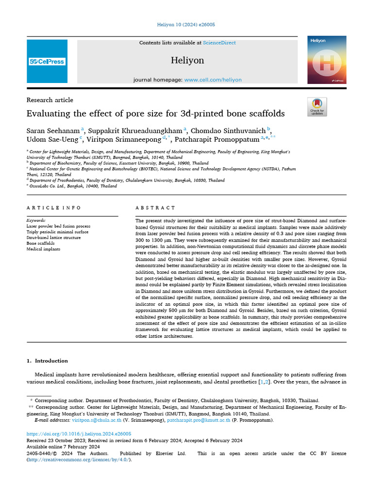 Evaluating The Effect of Pore Size For 3d-Printed Bone Scaffolds | PDF ...