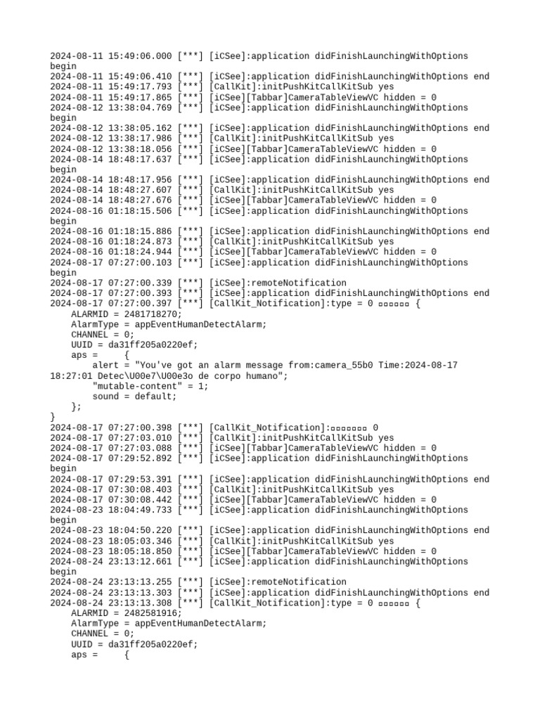 iCSee App Launch and Notification Logs | PDF | Computing | Computer ...