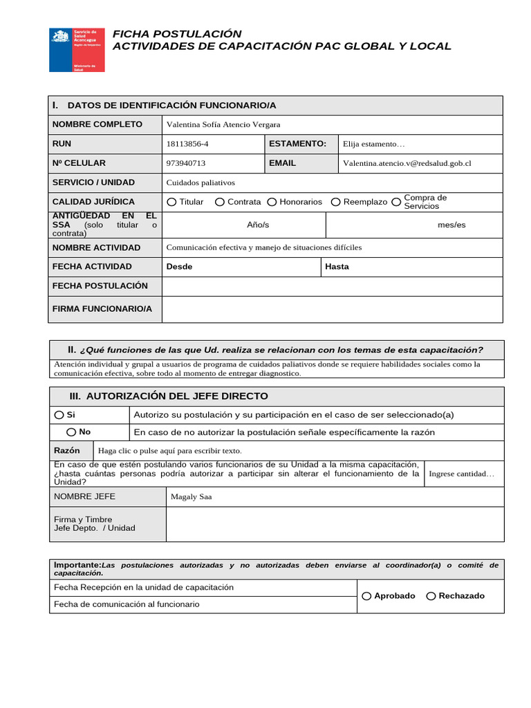 Ficha Postulación PAC Global y Local 2025 | PDF