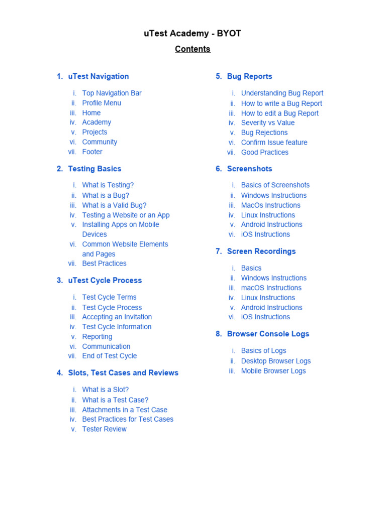 uTest Academy Navigation and Bug Reporting | PDF | Google Play | Ios