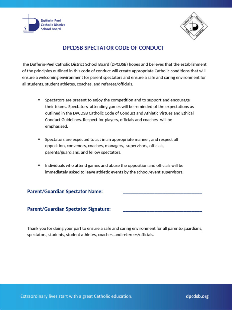 DPCDSB Spectator Code of Conduct | PDF