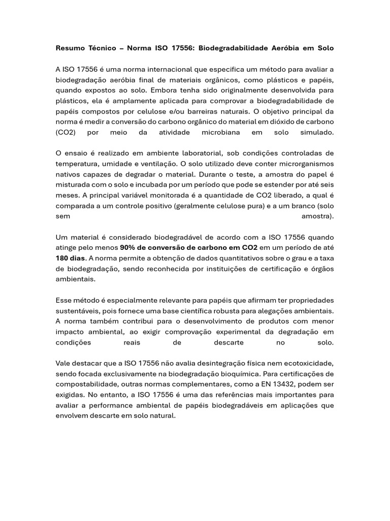 ISO 17556: Avaliação de Biodegradabilidade em Solo | PDF