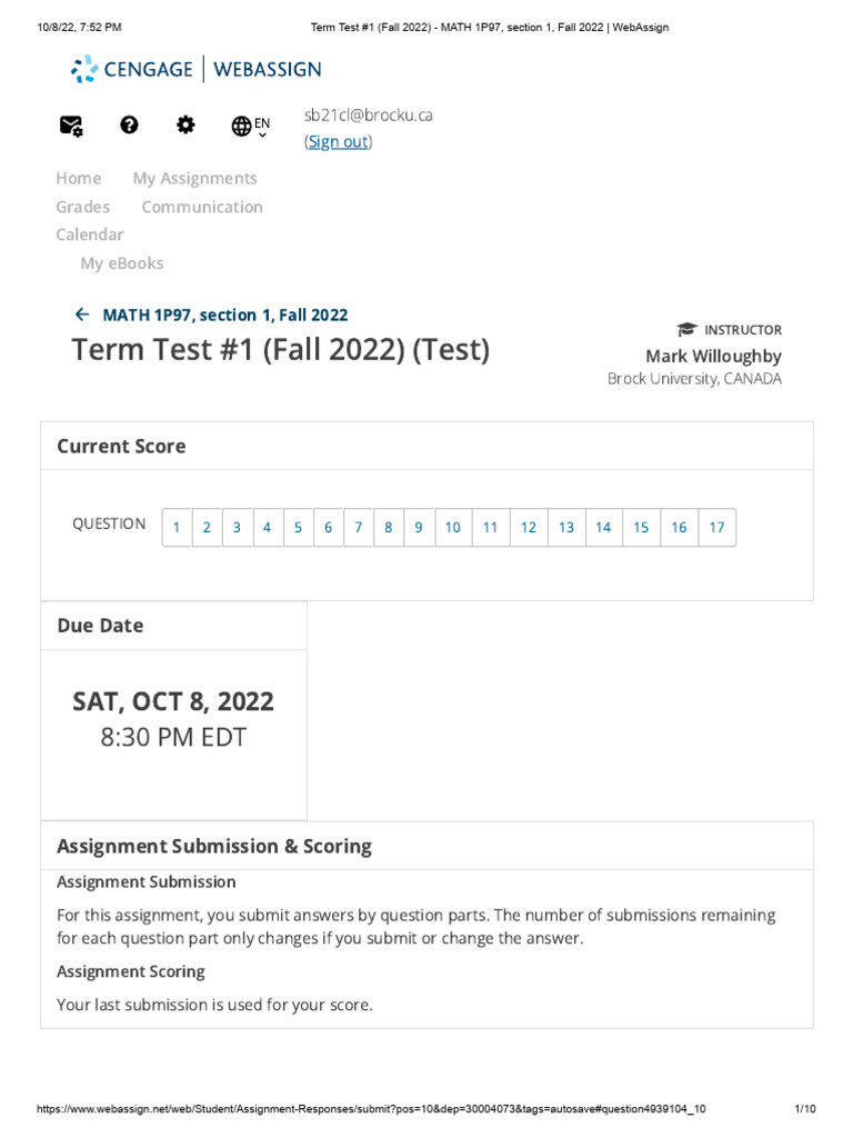 MATH 1P97 Fall 2022 Term Test 1 | PDF | Function (Mathematics ...