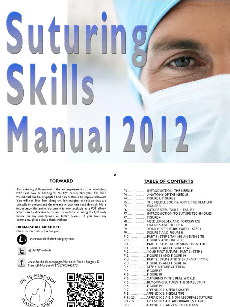 Suturing Skills Manual by Dr. Murdoch | PDF | Surgical Suture | Surgery