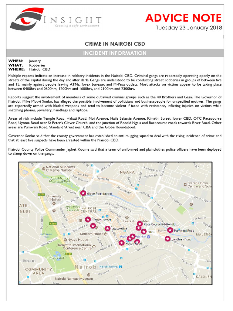 180123-Wi-Sis-Crime in Nairobi CBD | PDF | Police | National Security