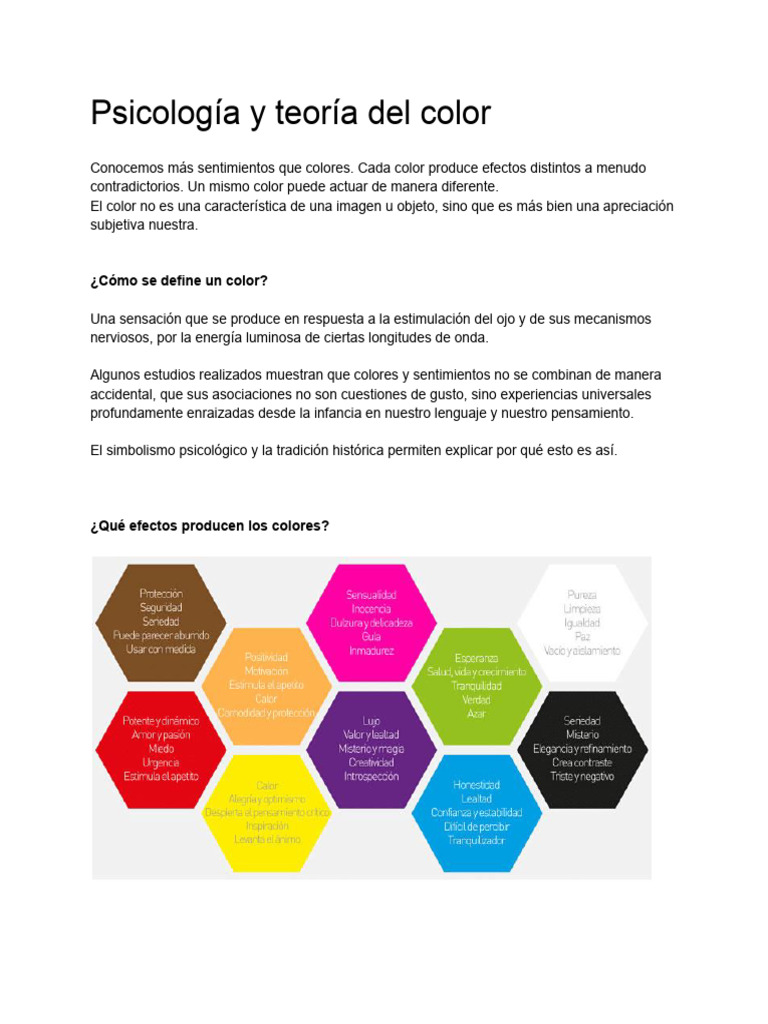 Psicología del Color y sus Efectos | PDF | Color | Matiz