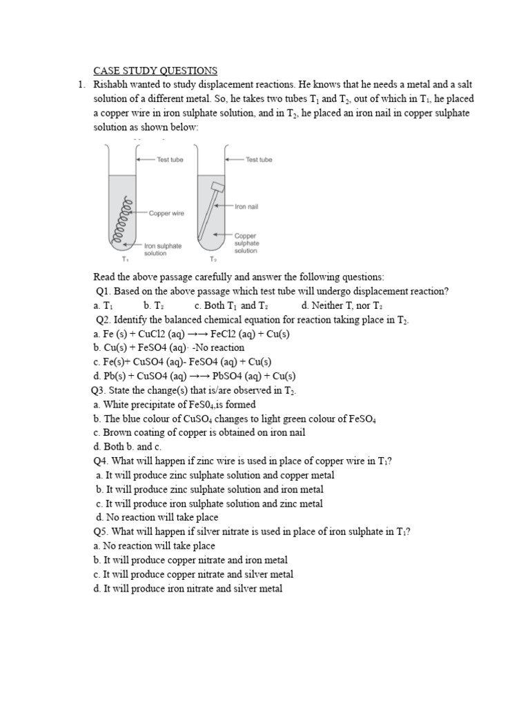 Case Study on Chemical Reactions | PDF | Chemical Reactions | Oxide