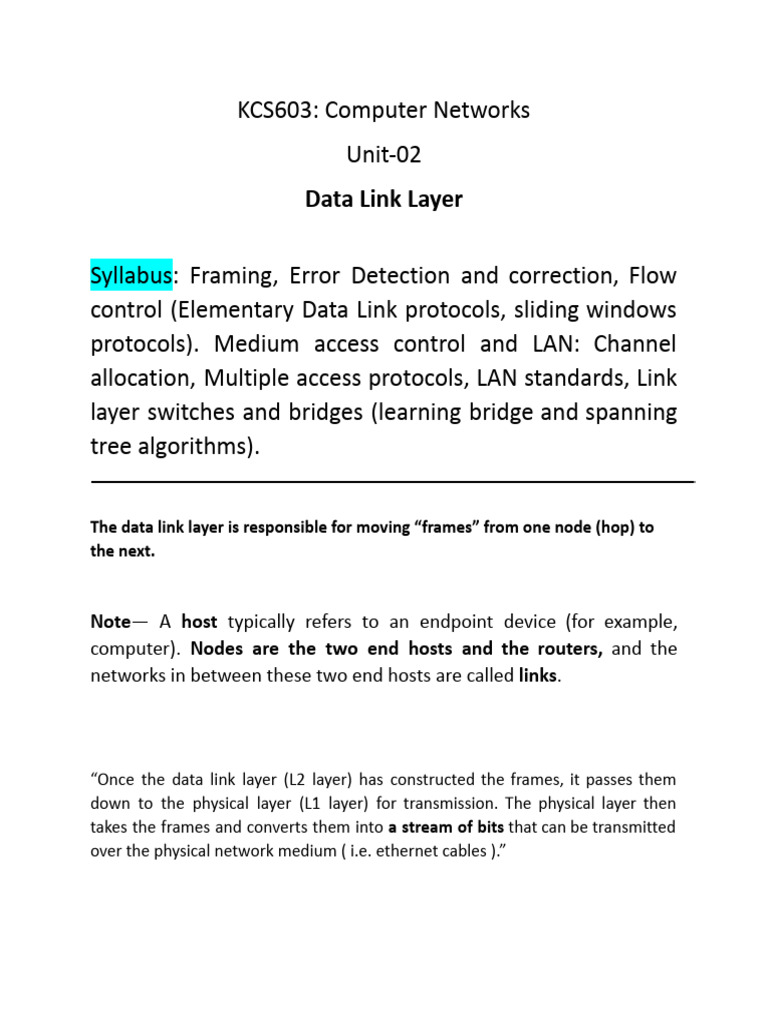 2nd Unit CN Notes 240308 204101 | PDF | Computer Network | Ethernet