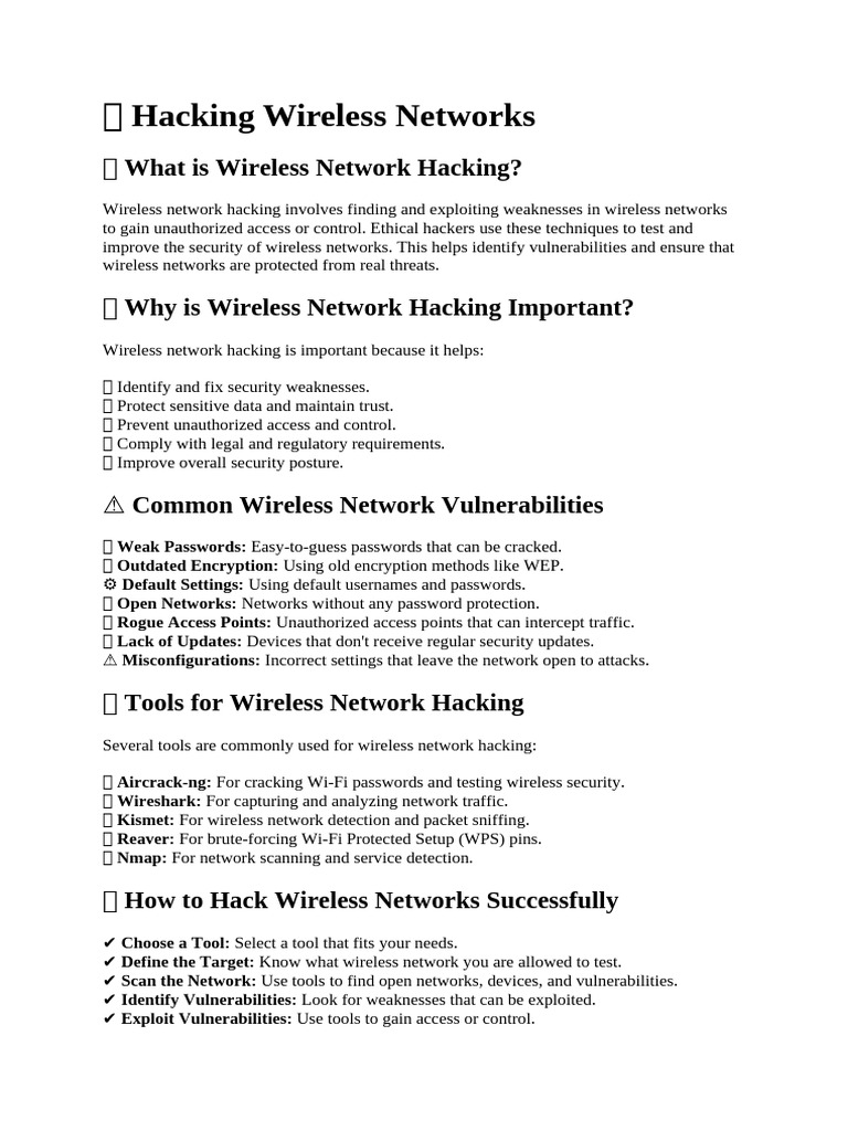 Ethical Hacking of Wireless Networks | PDF | Security | Computer Security
