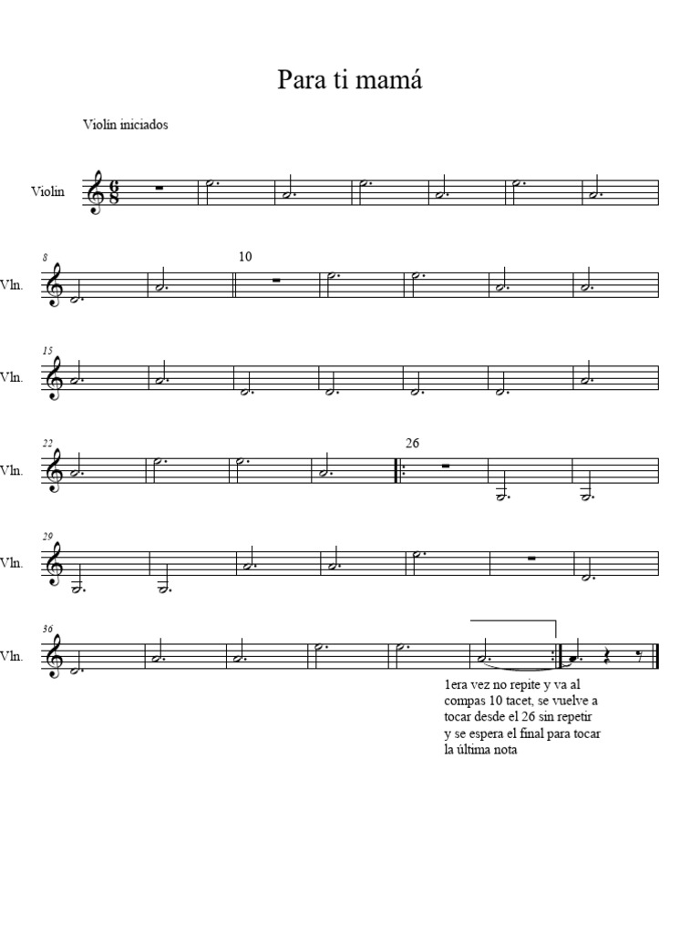 Para Ti Mama Parte VIOLINFACIL | PDF