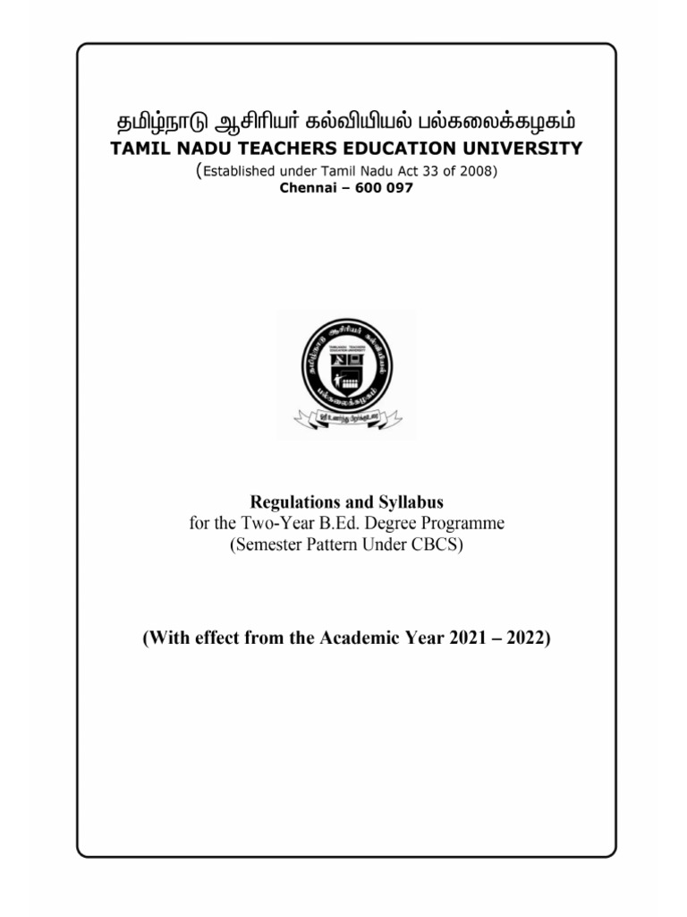 B.ed Syllabus 2021-22 | PDF