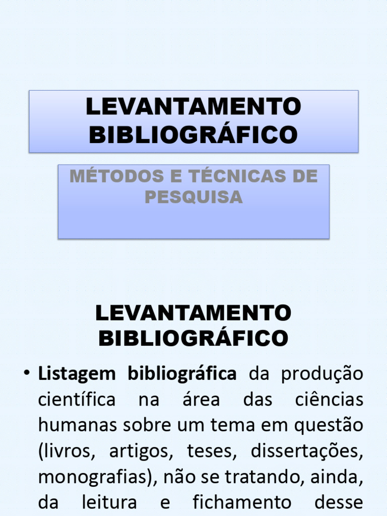 Métodos de Levantamento Bibliográfico | PDF | Publicações acadêmicas