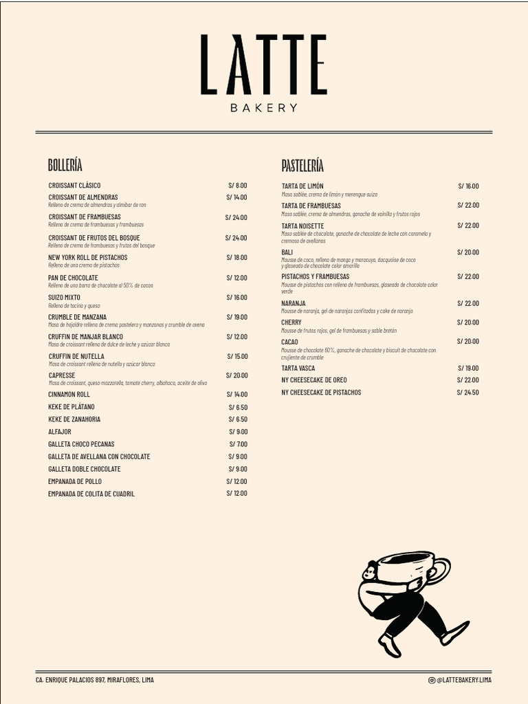 Menú de Latte Bakery Miraflores | PDF | Chocolate | Postres