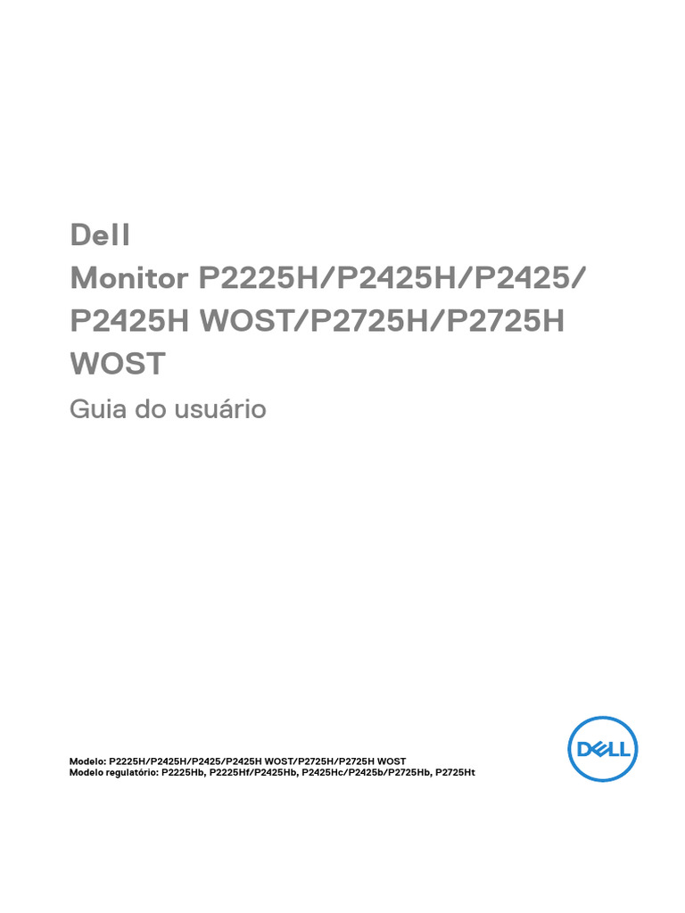 Especificações do Monitor Dell P2425H | PDF | USB | HDMI
