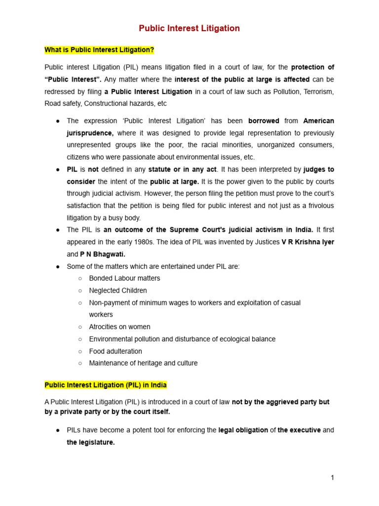 Understanding Public Interest Litigation | PDF | Public Sphere | Justice