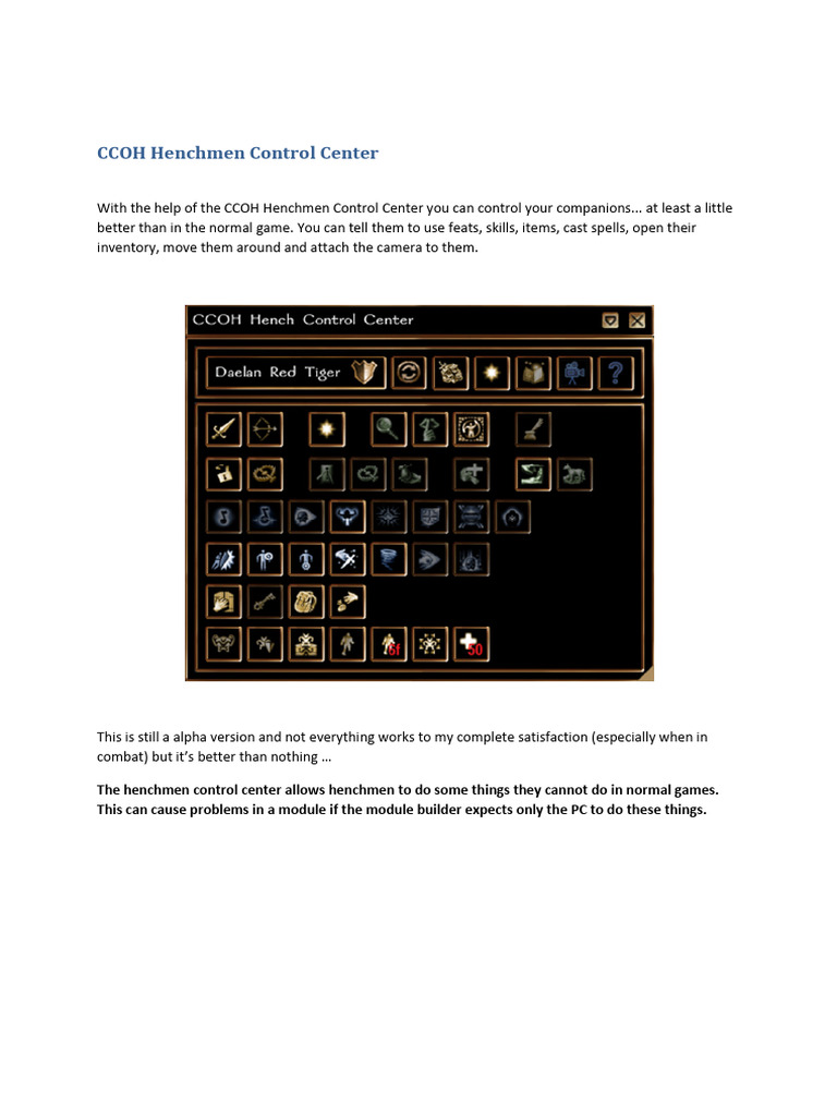 CCOH Henchmen Control Center Guide | PDF