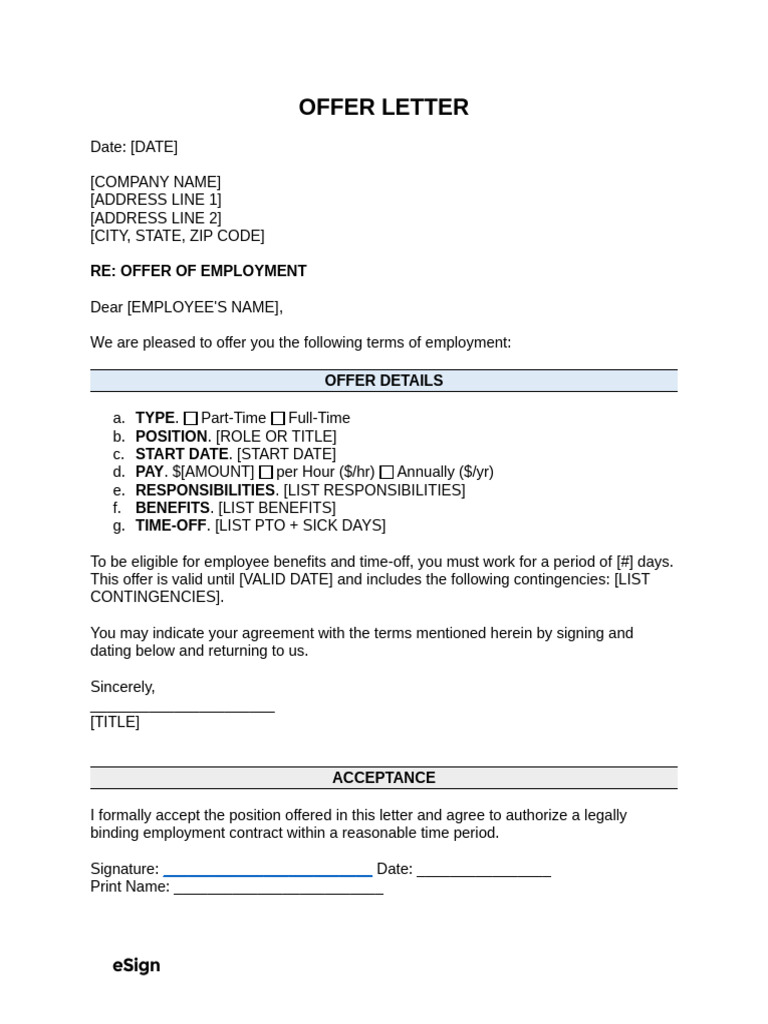 Employment Offer Letter Template | PDF