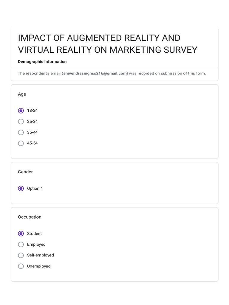 AR/VR Marketing Impact Survey Results | PDF | Augmented Reality ...