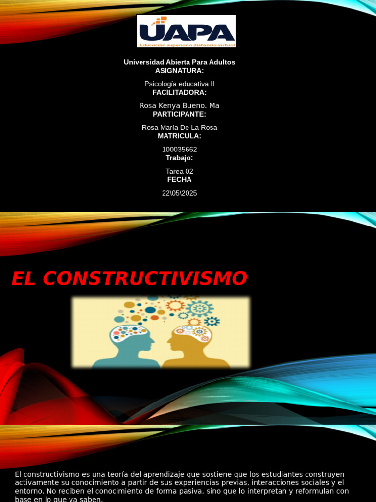 Presentación Tarea 2 | PDF | Constructivismo (filosofía de la educación ...