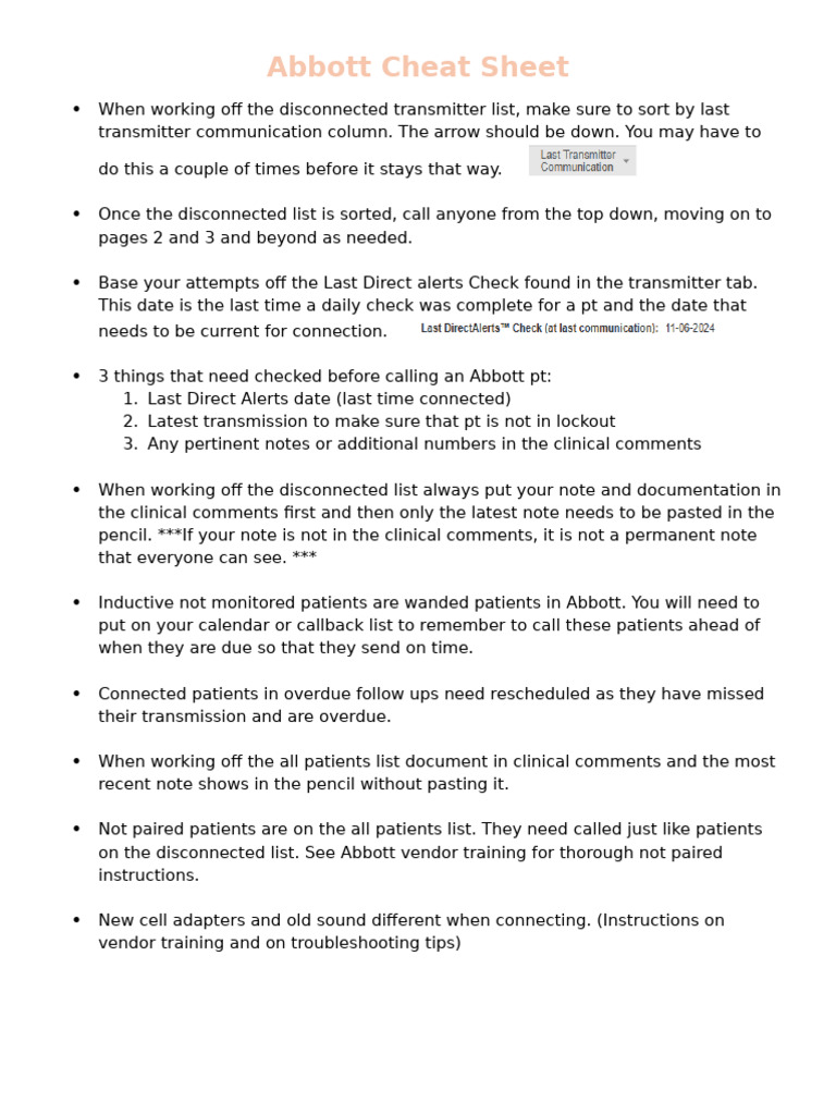 Abbott Cheat Sheet | PDF