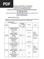 Central University of Haryana: Temporary Camp Office: Govt. B.Ed. College Building, Narnaul (Distt. Mahendergarh) Haryana