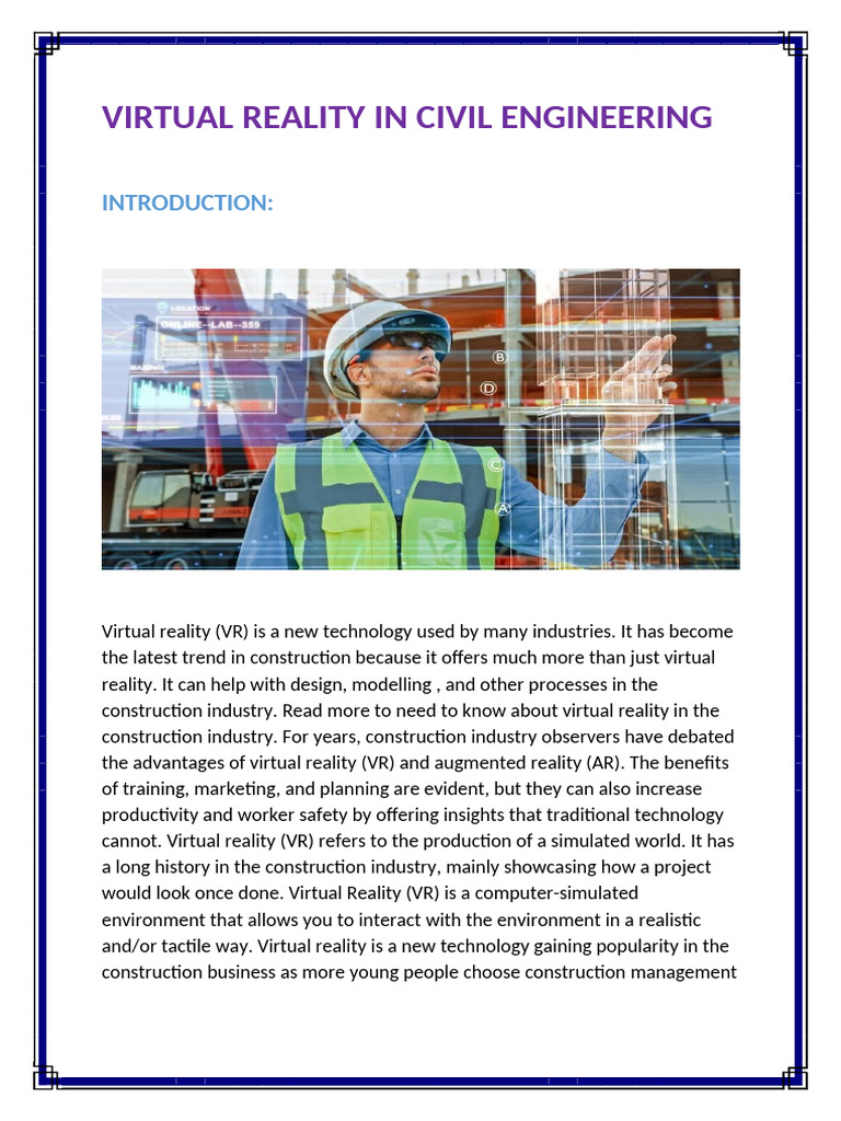 Virtual Reality in Construction Benefits | PDF | Augmented Reality ...