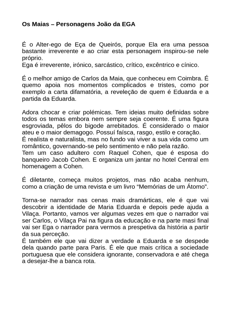 Os Maias - Personagens João Da EGA | PDF