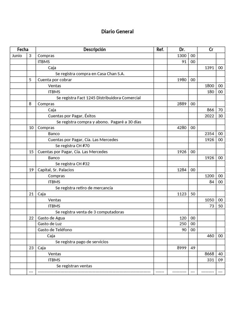 Registro Contable Diario General | PDF