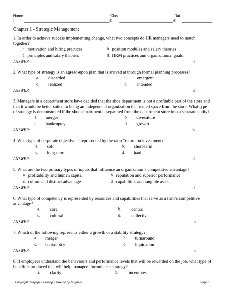 Chapter 1 Strategic Management | PDF | Strategic Management | Swot Analysis