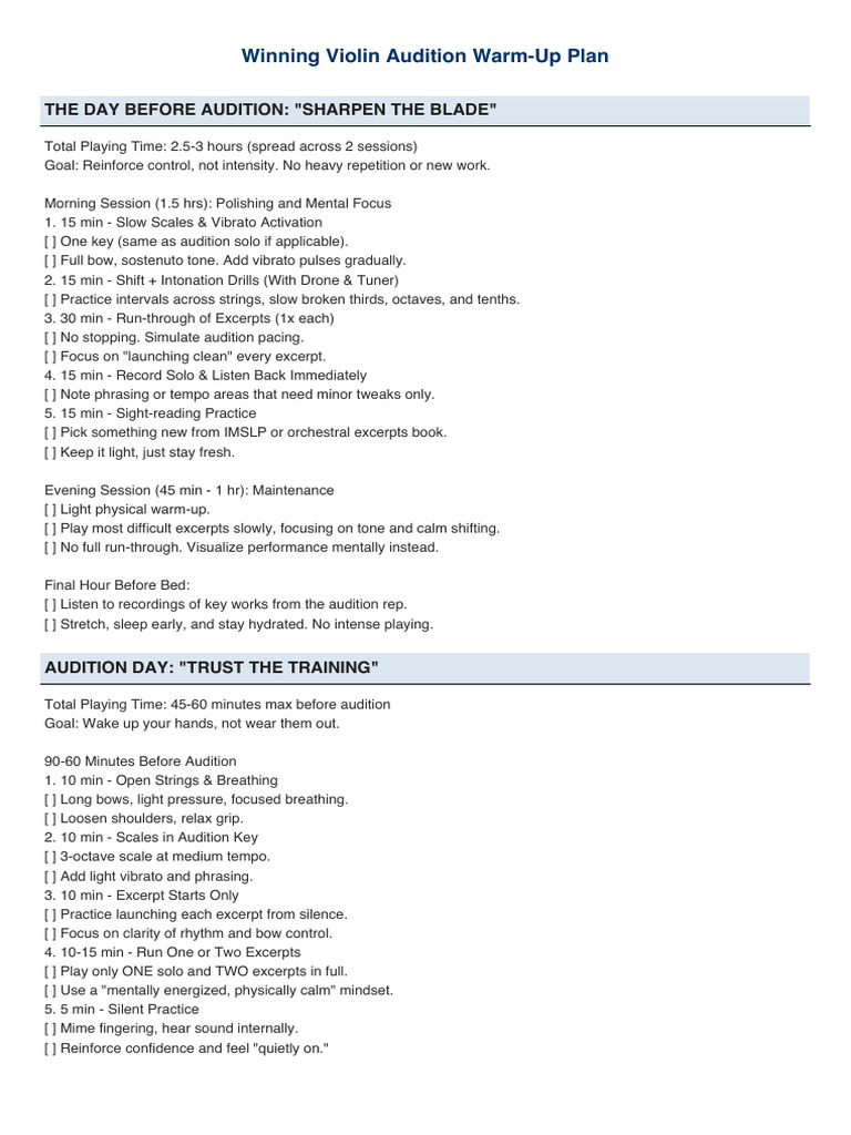 Final_Winning_Violin_Audition_Warmup_Checklist_With_Pro_Tips 2 | PDF ...