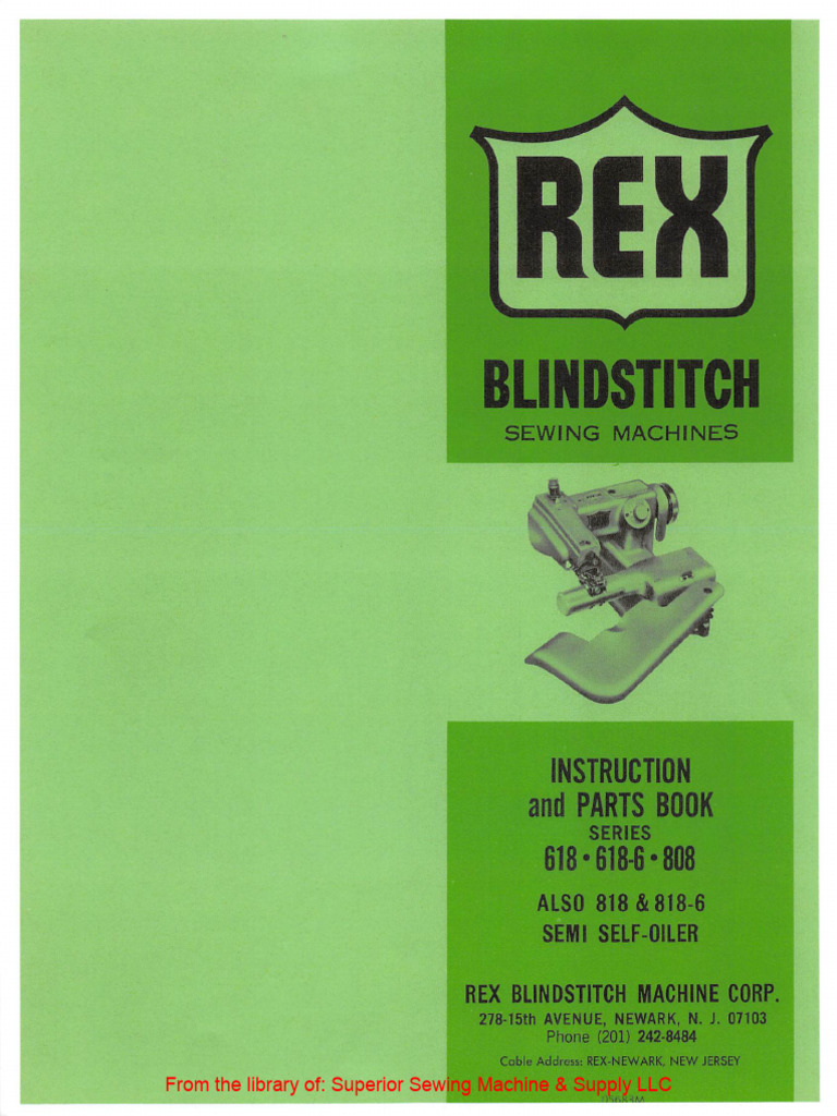 Rex Blind Stitch Machine Manual | PDF | Sewing Machine | Sewing Needle