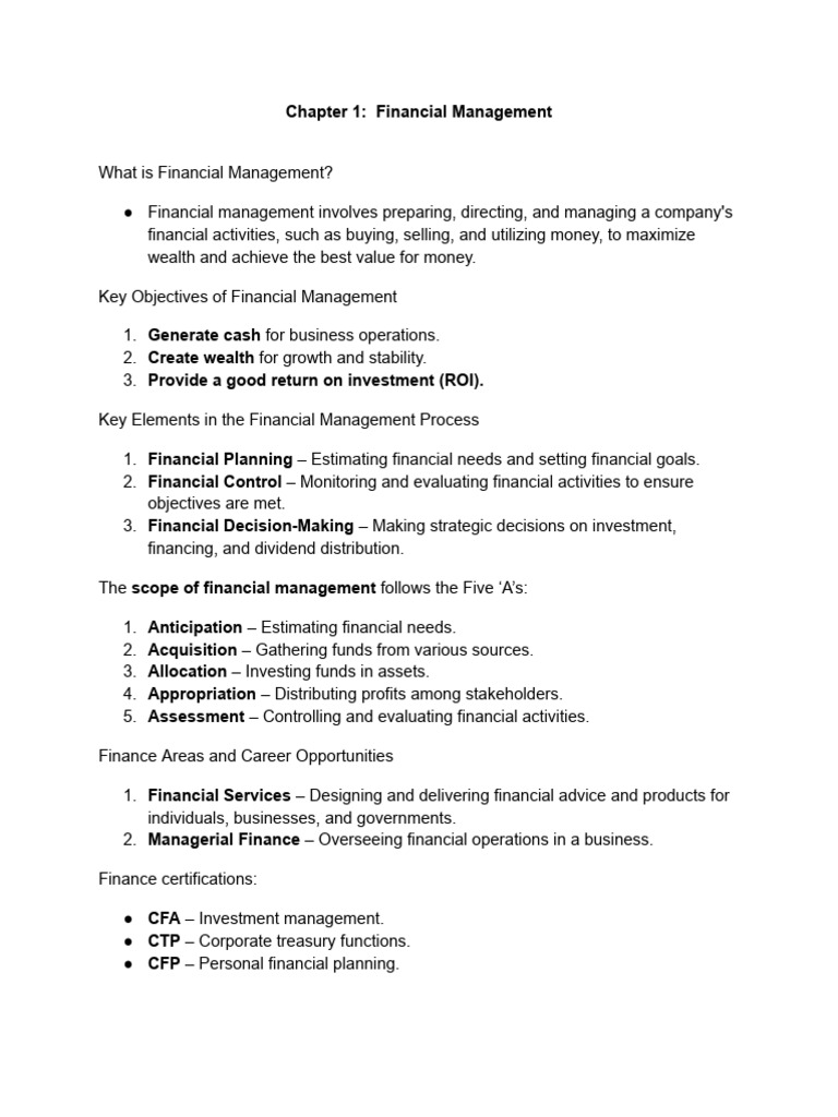 Financial Management Essentials Guide | PDF | Equity (Finance ...