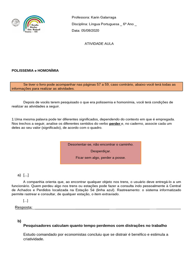 Polissemia e Homonímia: Conceitos e Exemplos | PDF | Famílias linguísticas