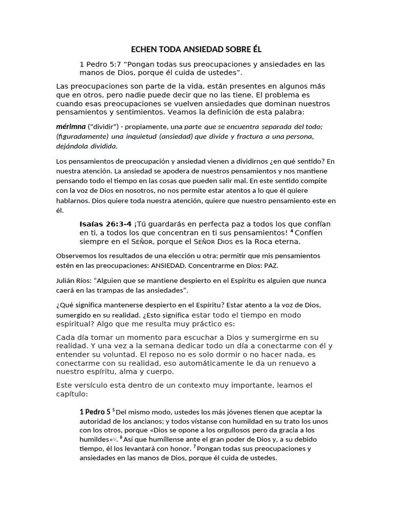 Echen su ansiedad en Dios | PDF | Dios