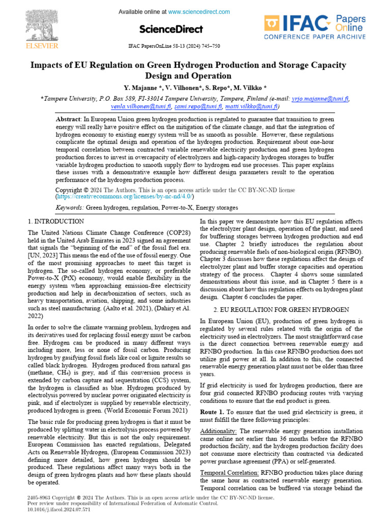 EU Regulations on Green Hydrogen Production | PDF | Climate Change ...